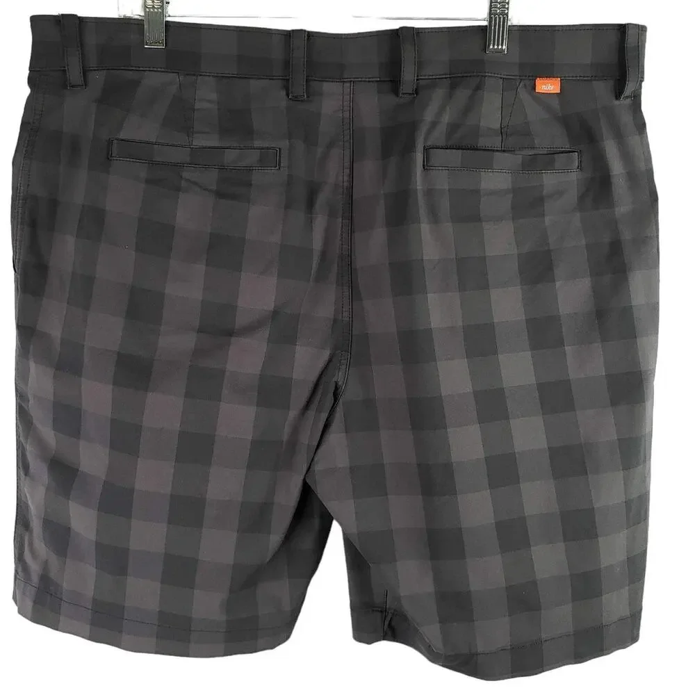 Nike Shorts Golf Tech UV Men’s 40 Plaid Gray Flat Front Chino Modern